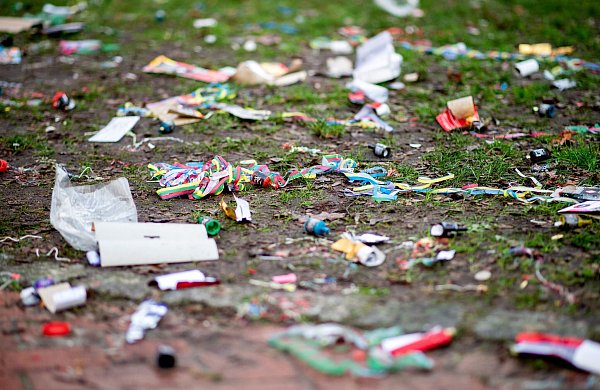 Die Reste einer Silvesternacht können zur Gefahr für Tiere werden. (Archivbild) - © Hauke-Christian Dittrich/dpa
