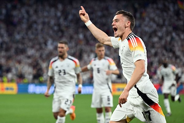 Ein glücklicher München-Moment. Wirtz jubelt nach seinem EM-Premierentor. - © Federico Gambarini/dpa
