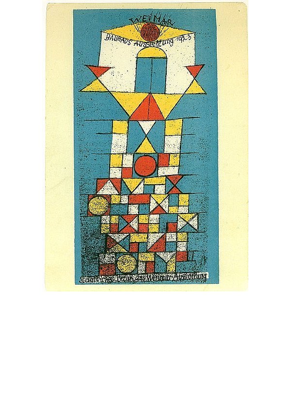 Von Paul Klee gestaltete Postkarte zur Bauhaus-Ausstellung 1923. - © FOTO: MUSEUM