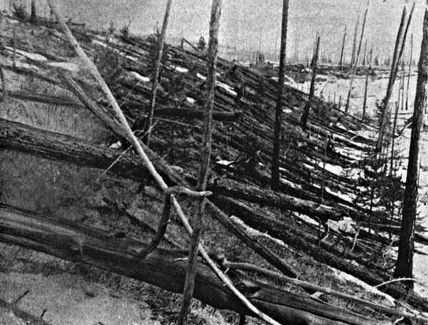 Das Tunguska-Ereignis: Wahrscheinlich ein großer Brocken aus dem All verwüstete 1908 ein Gebiet in Sibirien. (Archivbild) - © L. Kulik/Russische Akademie der Wissenschaften/dpa