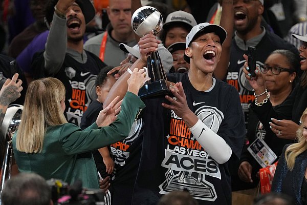 A\\\'ja Wilson hat die Las Vegas Aces zur dritten Meisterschaft in der WNBA geführt. - © Rick Scuteri/AP/dpa