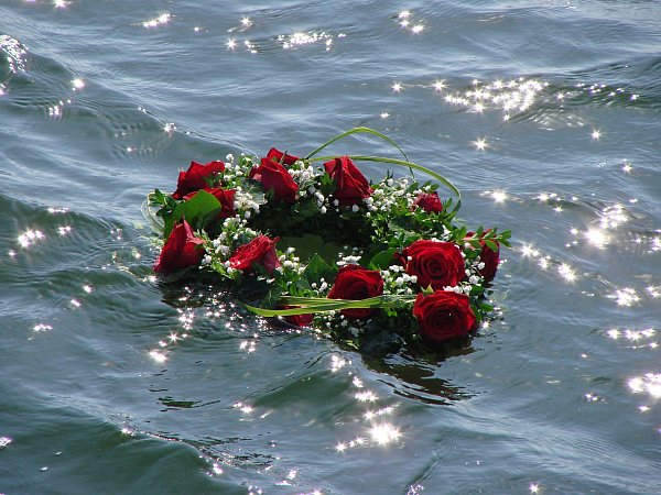 Blumen spielen auch bei einer Seebestattung eine würdevolle Rolle. - © Reederei Albrecht/dpa-tmn