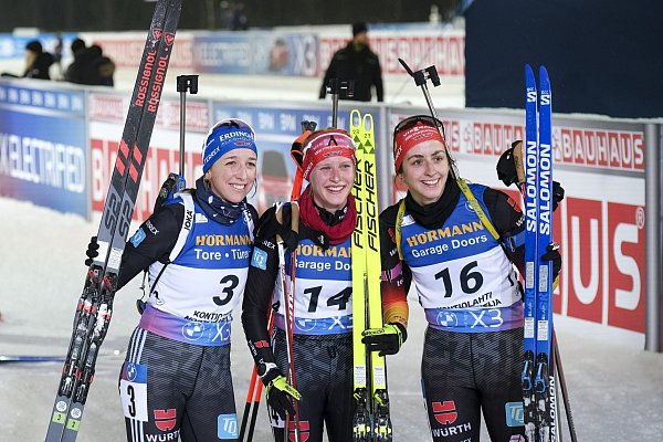 Franziska Preuß, Julia Tannheimer und Vanessa Voigt überzeugten zuletzt in Finnland. - © Minna Raitavuo/Lehtikuva/dpa