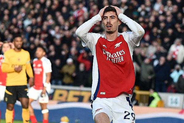 Arsenal-Stürmer Kai Havertz verpasste in der ersten Hälfte die Führung. - © Rui Vieira/AP/dpa