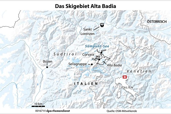 Kellner auf Schlittschuhen, Frühstücks-Spektakel auf mehreren Hütten, Sterneküche an der Piste - so exklusiv schmeckt der Winter in Alta Badia. - © dpa-infografik/dpa-tmn
