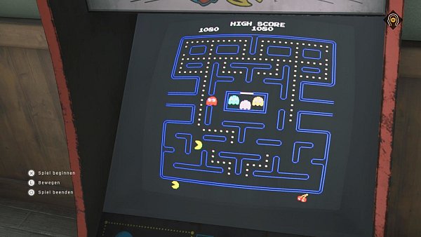 Die Meta-Ebene: Wir können in "Twin Mirror" Pac-Man spielen. Später begegnen wir Pac-Man erneut. - © Dontnod