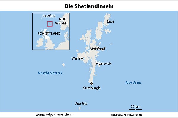 Seit Jahrhunderten wird auf Schottlands abgelegenem Archipel Wolle gesponnen und verstrickt. Aber zur Shetland Wool Week werden sie für Strickfans aus aller Welt zum Zentrum. - © dpa-Infografik/dpa-tmn