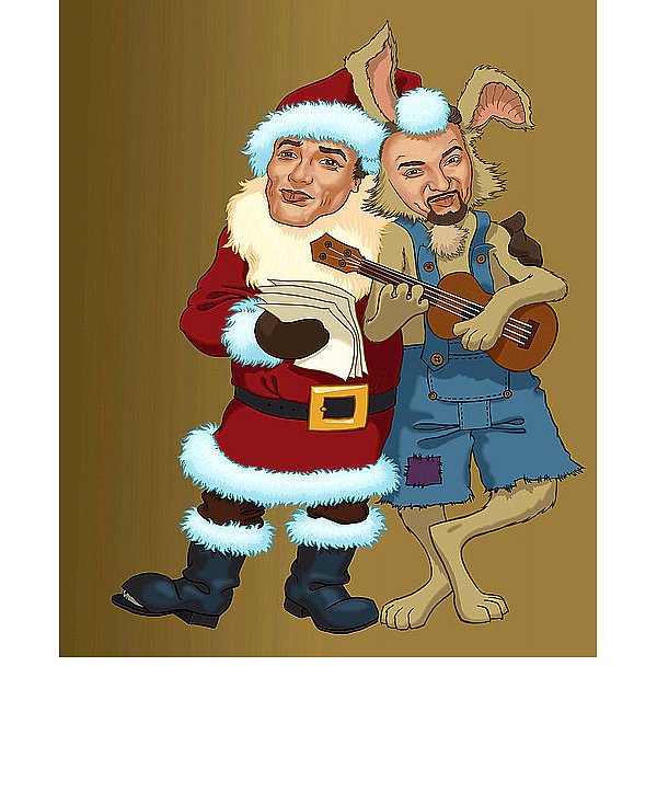 Ralf Bauer als Weihnachtsmann und sein Partner Pat Fritz. - © Foto: nw