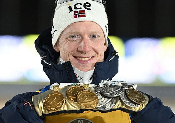 Der Norweger Johannes Thingnes Bö gewann 2023 und 2024 Medaillen bei allen sieben WM-Starts, es ist seine letzte WM. - © Hendrik Schmidt/dpa