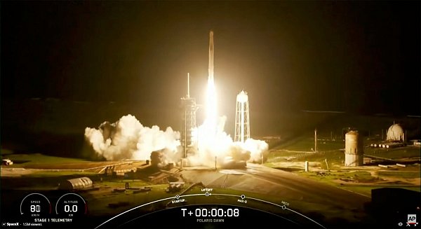 Die Polaris Dawn-Besatzung wird fünf Tage an Bord des Crew-Dragon-Raumschiffs in der Umlaufbahn verbringen. - © SpaceX/AP/dpa