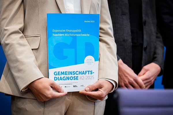 Die sogenannte Gemeinschaftsdiagnose wird von führenden Wirtschaftsinstituten erstellt. - © Christoph Soeder/dpa