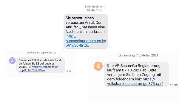 Varianten des Smishing, die derzeit im Umlauf sind.