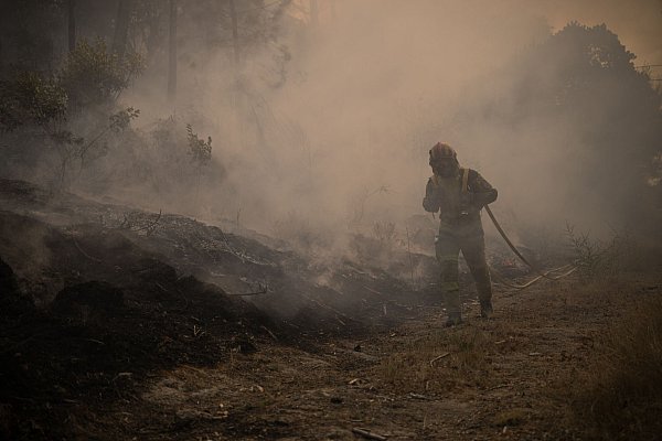 Nicht nur die Hitze ist für die Brandbekämpfer wie hier in Portugal im Norden des Landes bei der Kleinstadt Parada Monte bedrohlich. Auch der viele Rauch ist gefährlich. - © Elena Fernandez/ZUMA Press Wire/dpa