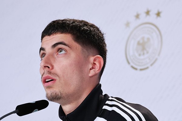 Kai Havertz bei der DFB-Pressekonferenz. - © Christian Charisius/dpa