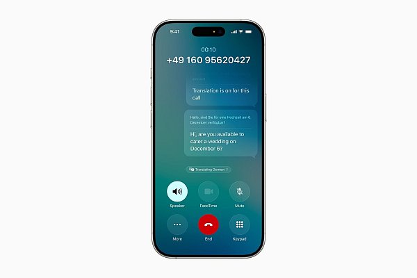 Mal sehen, wie das in der Praxis funktioniert: iOS 26 soll auch Sprachanrufe live übersetzen können - mit Texteinblendungen. - © Apple Inc./dpa-tmn