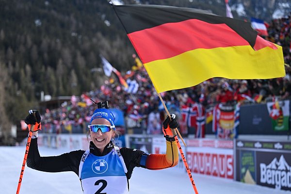 Franziska Preuß gewann in Lenzerheide Gold in der Verfolgung. - © Martin Schutt/dpa