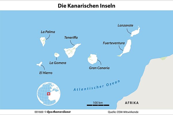 Beliebtes Sonnenziel im Herbst und Winter: Die Kanaren vor der Westküste Afrikas locken mit ganzjährig angenehmem Klima - die einzelnen Inseln haben alle ihre eigenen, speziellen Vorzüge. - © dpa-infografik/dpa-tmn