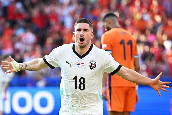 Romano Schmid vom SV Werder Bremen erzielte seinen ersten Turniertreffer für Österreich. - © Sebastian Christoph Gollnow/dpa