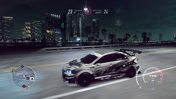 Die freie Welt von "NFS Heat" hat, wie auch die Vorgänger, nicht viel zu bieten, sieht jedoch optisch mit ihrem Miami-Flair beeindruckend aus. - © EA Games