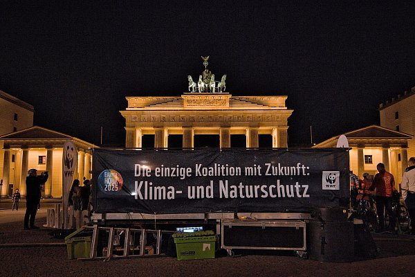 Das Brandenburger Tor vor Start der Aktion. - © Paul Zinken/dpa