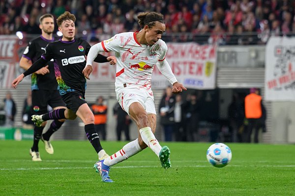 Yussuf Poulsen war für RB Leipzig erfolgreich. - © Hendrik Schmidt/dpa