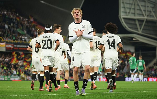 Bejubelt sein erstes DFB-Tor: Nick Woltemade. (Archivbild) - © Christian Charisius/dpa