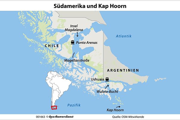 Einmal im Leben durch die südlichen Gewässer Südamerikas: Fjorde, Pinguine, Berge mit Überzügen aus Eis. Die Natur ist großes Kino. - © dpa-infografik/dpa-tmn