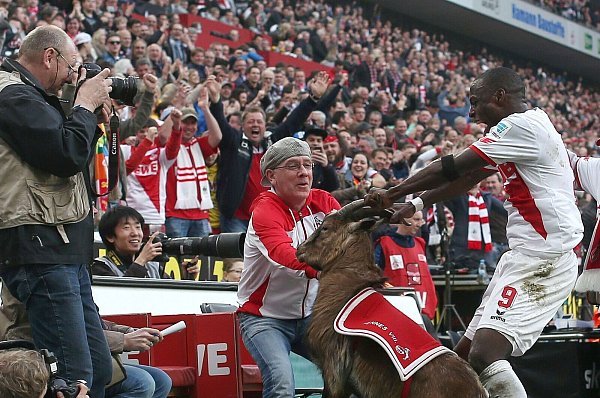 Der FC-Stürmer Anthony Ujah stand mit dem Griff an den Hörnern des Geißbocks in Kritik. - © picture alliance / dpa