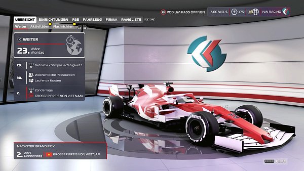 Das neue Menü, alias „das Hauptquartier" lässt uns zu jeder Zeit den Überblick über unsere aktuelle Entwicklung behalten. - © Codemasters