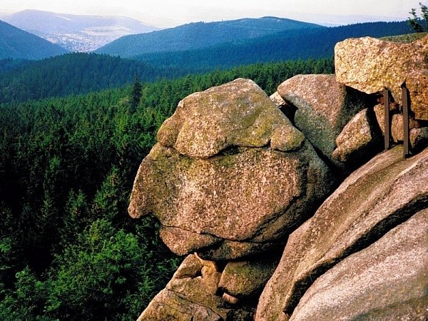 Der "Alte vom Berge" an den Kästeklippen ist das steinerne Gesicht eines alten Mannes mit mürrischem Blick. - © FOTO: KÄSTEHAUS, BAD HARZBURG