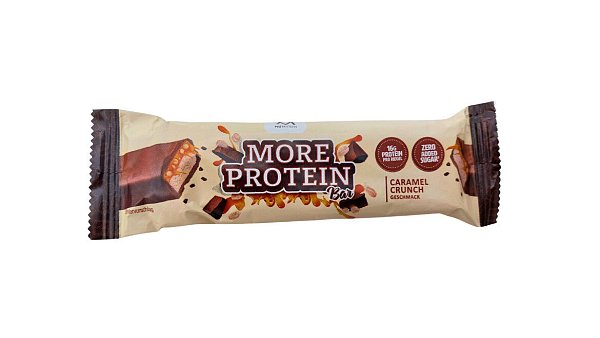 Auch der Proteinriegel "Caramel Crunch" von More Nutrition enthält einen hohen Anteil an Zuckeraustauschstoffen. - © Verbraucherzentrale Hamburg