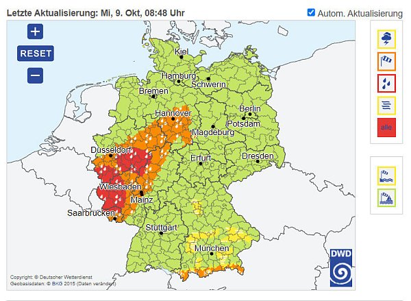 Die Ausläufer der Warmfront ziehen bis nach OWL. - © Screenshot: Ingo Müntz