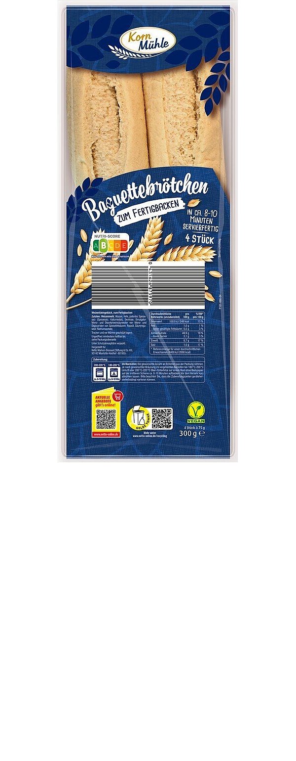 In einer bestimmten Charge dieser bei Netto verkauften Aufback-Baguettebrötchen können sich Plastikteilchen befinden. - © Firma Netto Marken-Discount Stiftung & Co. KG