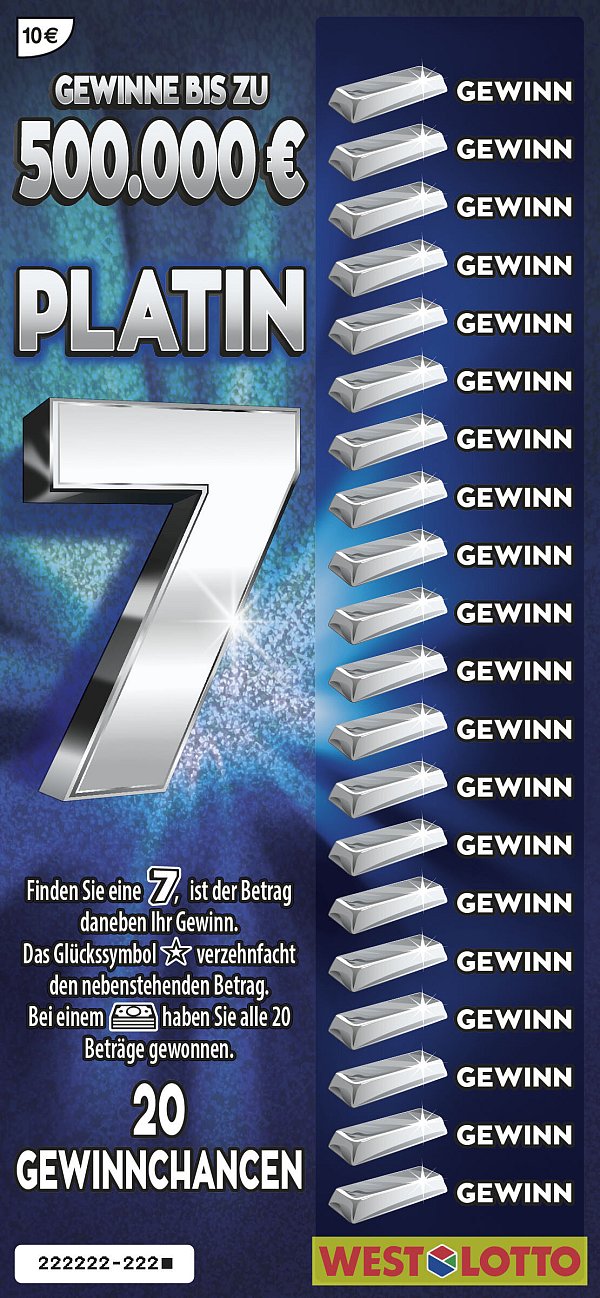 Das Rubbellos Platin 7 hat sein Aussehen leicht verändert. - © WestLotto