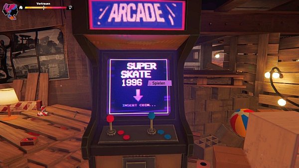 Ja, wir können hier tatsächlich eine Runde "Super Skate" spielen. Auch an anderen Orten sind solche Arcade-Klassiker spielbar. - © DigixArt