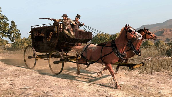 Die Missionen sind spannend und actionreich erzählt, hier eine wilde Verfolgungsjagd auf der Kutsche. - © Rockstar Games