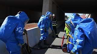 Katastrophenschutzübung auf der A 33 zwischen Halle und Borgholzhausen