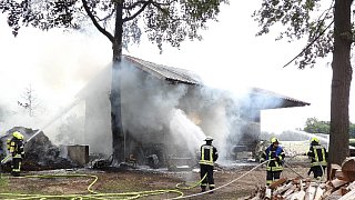 Großbrand einer Remise an der Kölkebecker Straße in harsewinkel