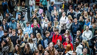 Begrüßung der Erstsemester an der Uni Bielefeld