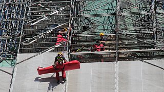 Höhenrettungsübung am Paderborner Dom