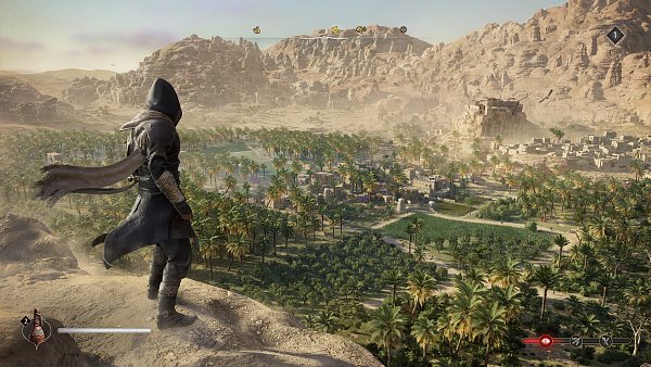 Basim überblickt die neue Region Al-Ula im kommenden DLC Valley of Memory für Assassin’s Creed Mirage. - © Ubisoft