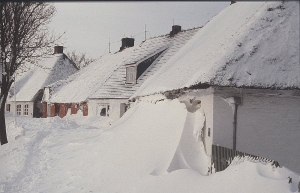 Hier gehts nicht raus: Rainer Rings hielt diesen Schnappschuss fest. Ein Schneeberg, der buchstäblich bis unter das Dach reichte. - © Rainer Rings