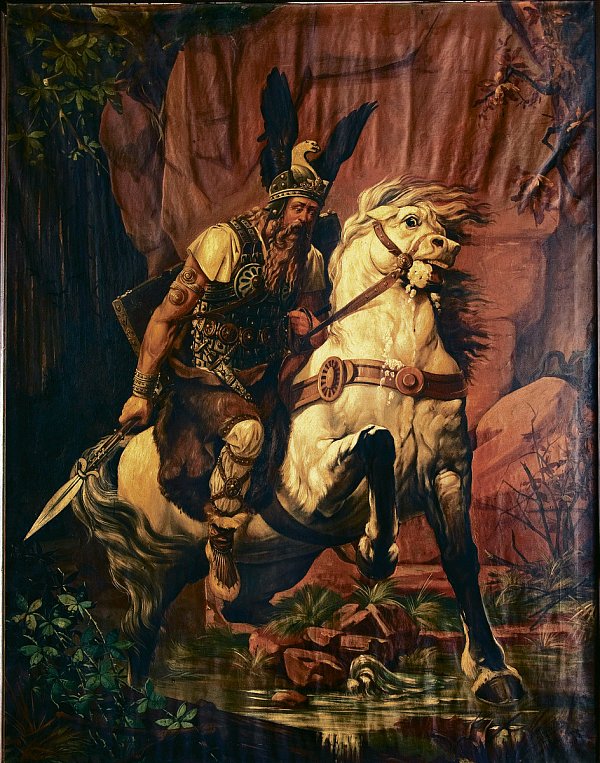 TraurigerKriegsheld: Auf der Wittekindsburg nahe der Porta hängt dieses 1904 von Hans Mündelein in Öl gemalte Wittekind-Bildnis. Fast hundert Jahre vorher verarbeitete Giuseppe Nicolini den Konflikt Wittekinds mit dem Frankenkönig Karl in großer dichterischer Freiheit zu einem "Melodramma serio", das jetzt wieder entdeckt wurde. Ein männlicher Sopran singt dort den Sachsenherzog. - © Foto: Hansen