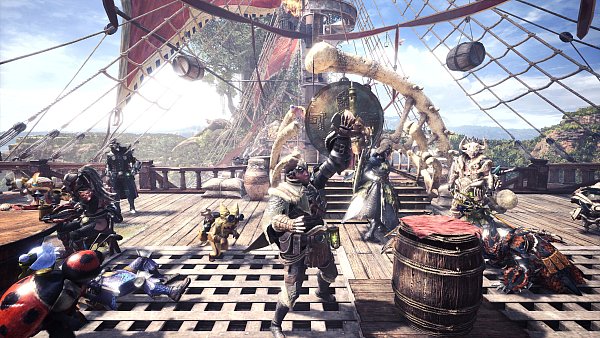 Im Hauptquartier, der provisorisch errichteten Bretterstadt Astera, verbessern wir unseren Charakter, können aber auch allerlei anderen Kram machen. Zum Beispiel Armdrücken. - © Capcom