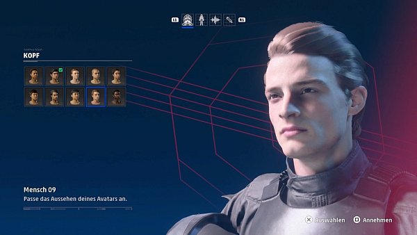 Durch die Auswahl eines Kopfes, Körpers, Namens und einer Stimme können wir Einfluss auf das Erscheinungsbild unseres Charakters nehmen. Leider findet diese nicht viel Beachtung im Spiel. - © EA Games