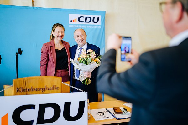 Kreisvorsitzende Corinna Rotte und Landratskandidat Christoph Rüther. - © BESIM MAZHIQI