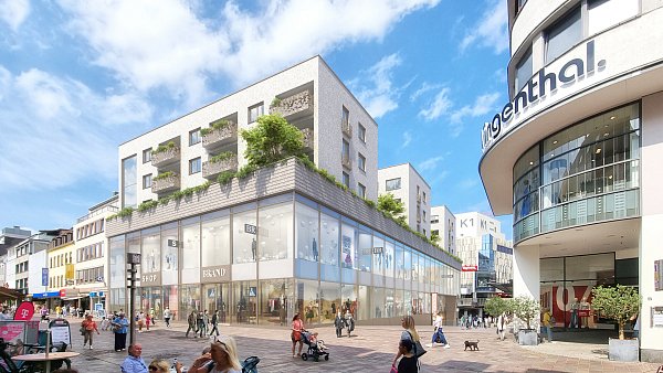 Der umfangreiche Umbau der ehemaligen Kaufhof-Immobilie wird den Bereich Westernstraße/Königstraße in Paderborn erheblich verändern. - © Visualisierung: RSK Architekten