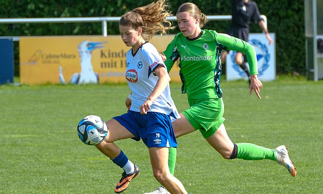 Hannah Wehmeyer, hier beim 8:0 über Mönchengladbach, hat mit ihrem Team Großes vor in dieser Saison. Ihr großer Wunsch ist die 2. Liga. - Andreas Zobe