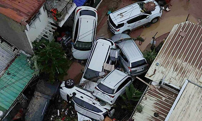 Der Taifun hatte mit heftigen Böen und starkem Regen gewütet. - Jacqueline Hernandez/AP/dpa