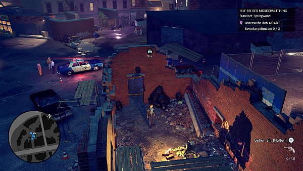 Hier sind wir zu einem Tatort gerufen worden und müssen Beweise sammeln. Die Szenerie an unseren Einsatzorten ist atmosphärisch meist richtig gut gelungen. - © Fallen Tree Games